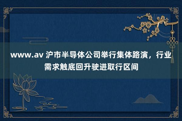 www.av 沪市半导体公司举行集体路演，行业需求触底回升驶进取行区间