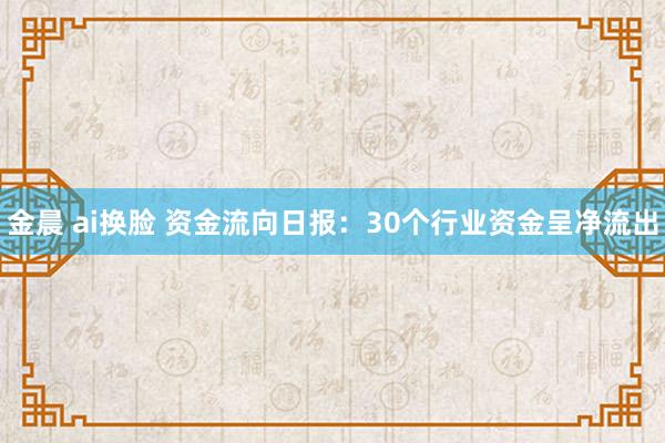 金晨 ai换脸 资金流向日报：30个行业资金呈净流出