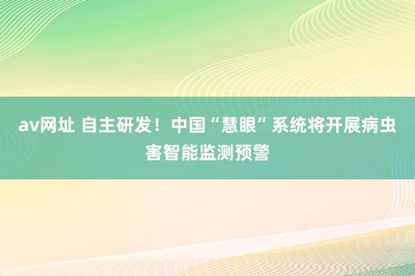 av网址 自主研发！中国“慧眼”系统将开展病虫害智能监测预警