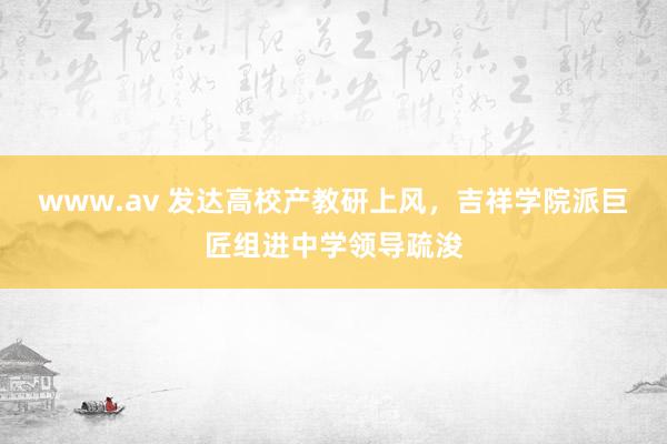 www.av 发达高校产教研上风，吉祥学院派巨匠组进中学领导疏浚