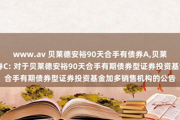 www.av 贝莱德安裕90天合手有债券A,贝莱德安裕90天合手有债券C: 对于贝莱德安裕90天合手有期债券型证券投资基金加多销售机构的公告