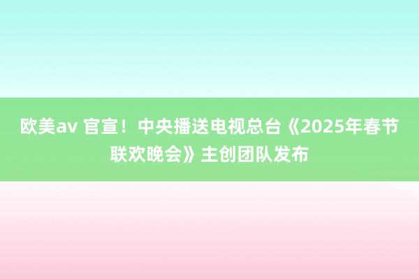 欧美av 官宣！中央播送电视总台《2025年春节联欢晚会》主创团队发布