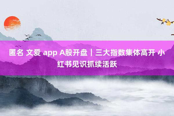匿名 文爱 app A股开盘｜三大指数集体高开 小红书见识抓续活跃