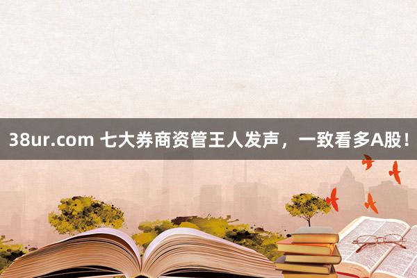 38ur.com 七大券商资管王人发声，一致看多A股！