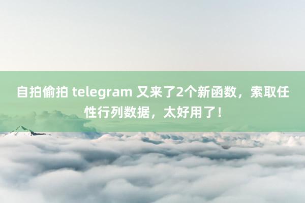 自拍偷拍 telegram 又来了2个新函数，索取任性行列数据，太好用了！