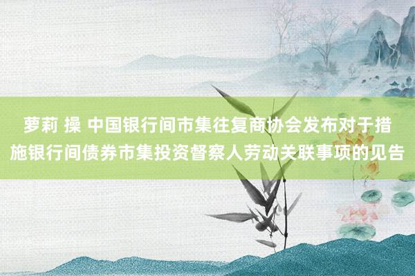 萝莉 操 中国银行间市集往复商协会发布对于措施银行间债券市集投资督察人劳动关联事项的见告