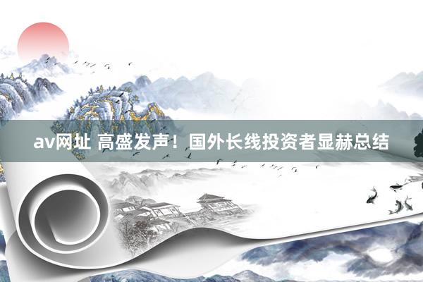 av网址 高盛发声！国外长线投资者显赫总结
