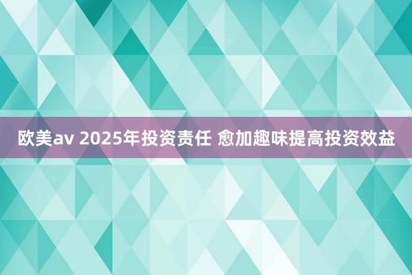 欧美av 2025年投资责任 愈加趣味提高投资效益