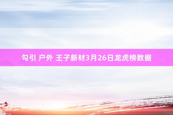 勾引 户外 王子新材3月26日龙虎榜数据