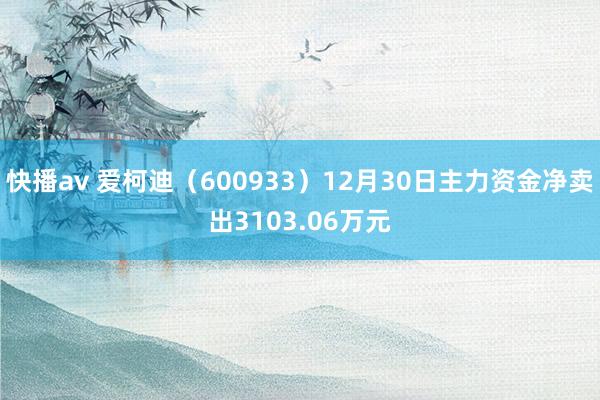 快播av 爱柯迪（600933）12月30日主力资金净卖出3103.06万元