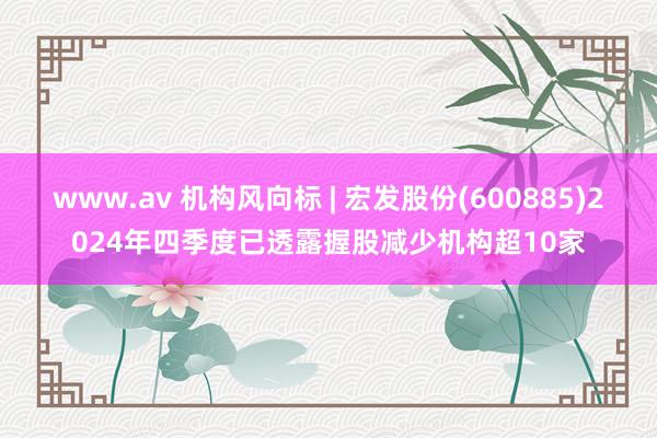 www.av 机构风向标 | 宏发股份(600885)2024年四季度已透露握股减少机构超10家