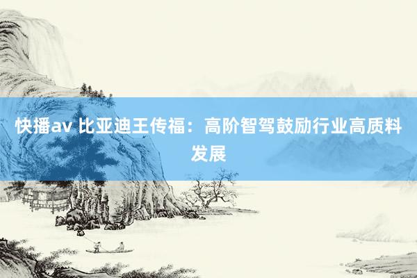 快播av 比亚迪王传福:高阶智驾鼓励行业高质料发展