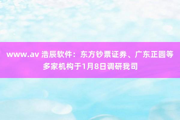 www.av 浩辰软件：东方钞票证券、广东正圆等多家机构于1月8日调研我司