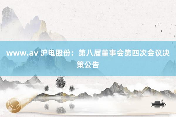 www.av 沪电股份：第八届董事会第四次会议决策公告