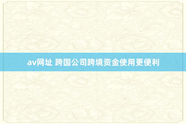 av网址 跨国公司跨境资金使用更便利