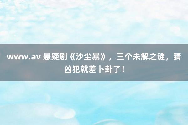 www.av 悬疑剧《沙尘暴》，三个未解之谜，猜凶犯就差卜卦了！
