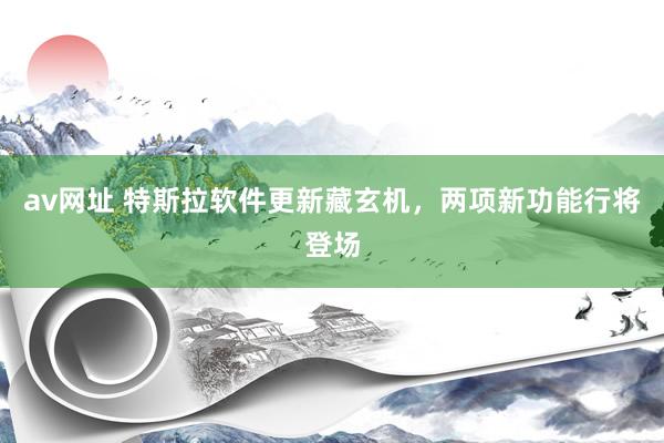 av网址 特斯拉软件更新藏玄机，两项新功能行将登场