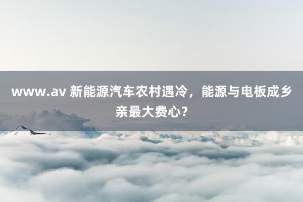 www.av 新能源汽车农村遇冷，能源与电板成乡亲最大费心？