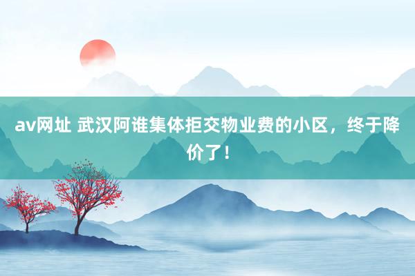 av网址 武汉阿谁集体拒交物业费的小区，终于降价了！