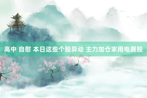 高中 自慰 本日这些个股异动 主力加仓家用电器股