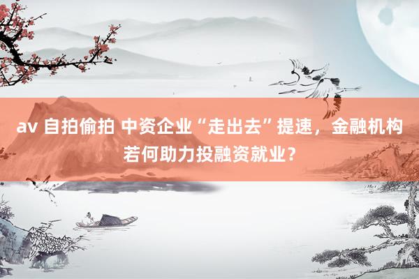 av 自拍偷拍 中资企业“走出去”提速，金融机构若何助力投融资就业？