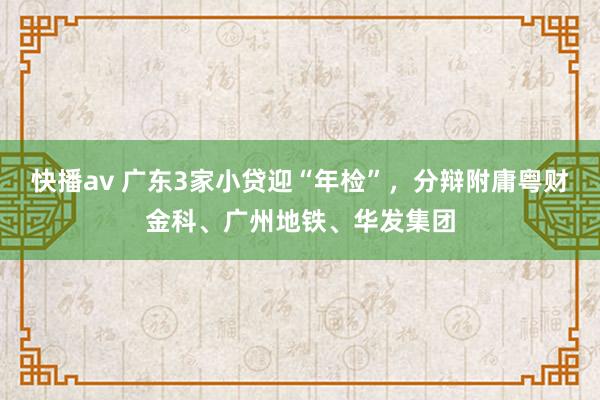 快播av 广东3家小贷迎“年检”，分辩附庸粤财金科、广州地铁、华发集团