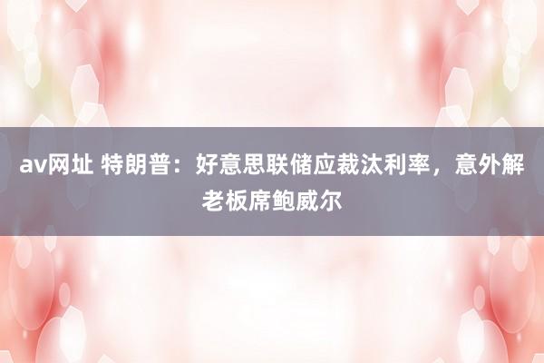 av网址 特朗普：好意思联储应裁汰利率，意外解老板席鲍威尔