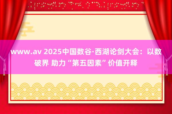www.av 2025中国数谷·西湖论剑大会：以数破界 助力“第五因素”价值开释